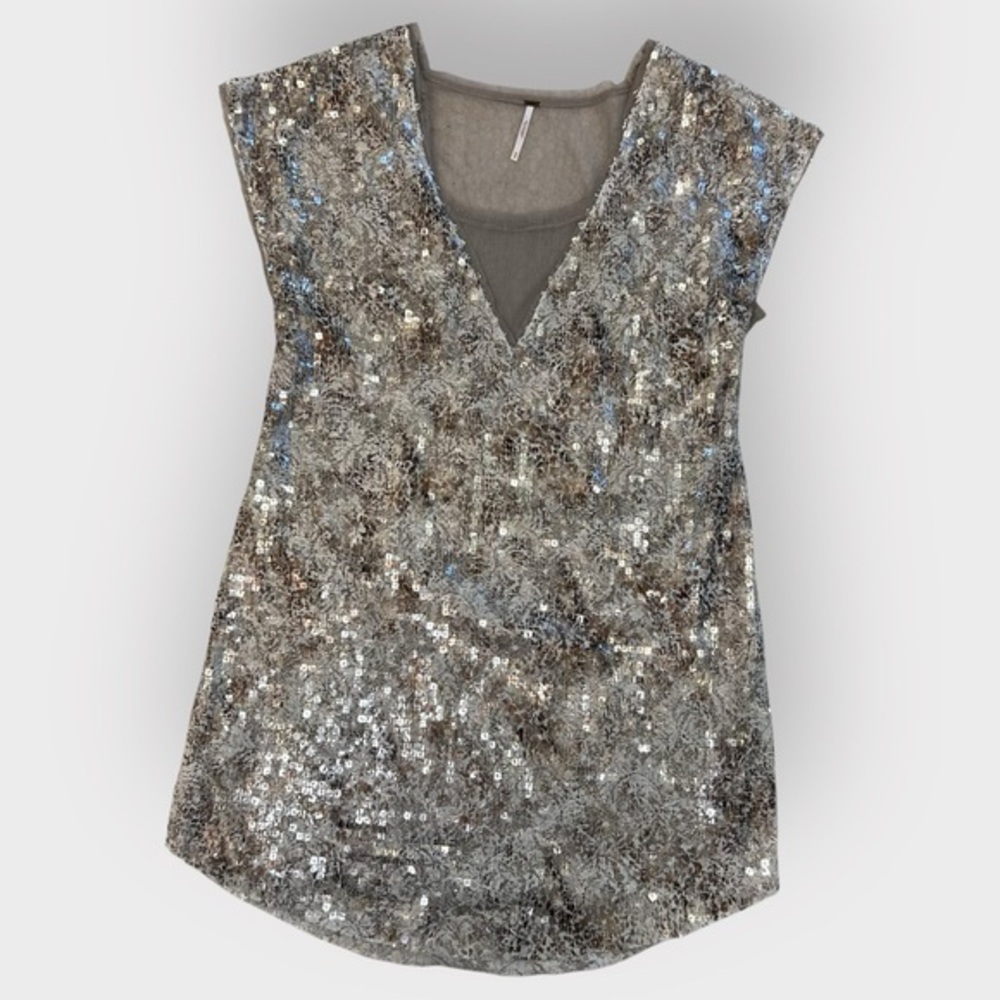 Free People Midnight Dreamer Shattered Glass Mini Shift Dress